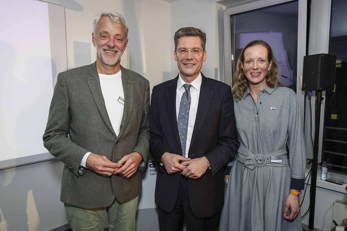 Frank Masurat, ADFC-Bundesvorsitzender, Christian Hirte, Parlamentarischer Staatssekretär im Bundesverkehrsministerium und Dr. Caroline Lodemann, Politische ADFC-Bundesgeschäftsführerin (v. l. n. r.).